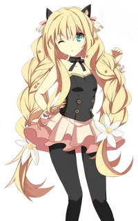 长发猫系女孩素材人物简笔