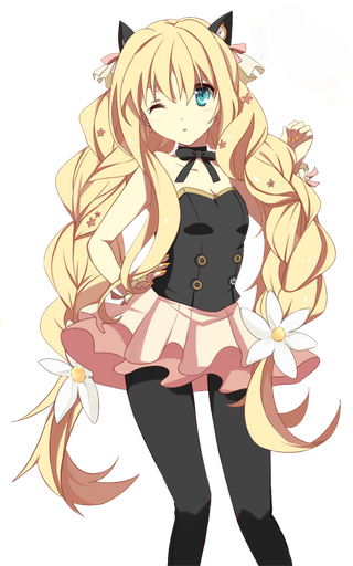 长发猫系女孩素材人物简笔