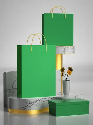 VI样机手提袋贴图包装logo样机场景