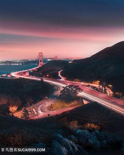 城市吊桥夜景图