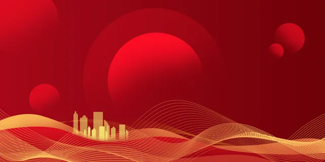 红色喜庆城市建筑商务企业文化渐变背景