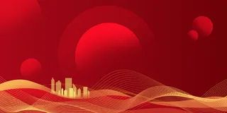 红色喜庆城市建筑商务企业文化渐变背景