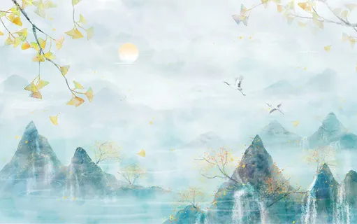 立秋秋天中国风水彩背景