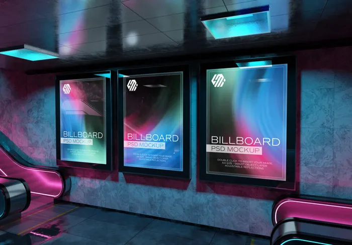 设计紫蓝色牌子样机psd模版下载