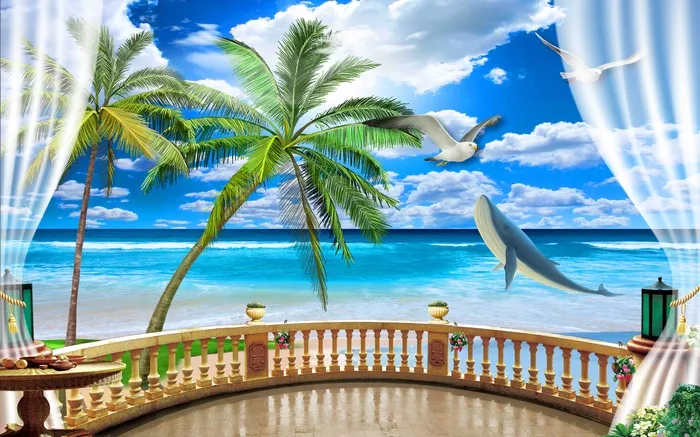 海底世界背景墙psd模版下载