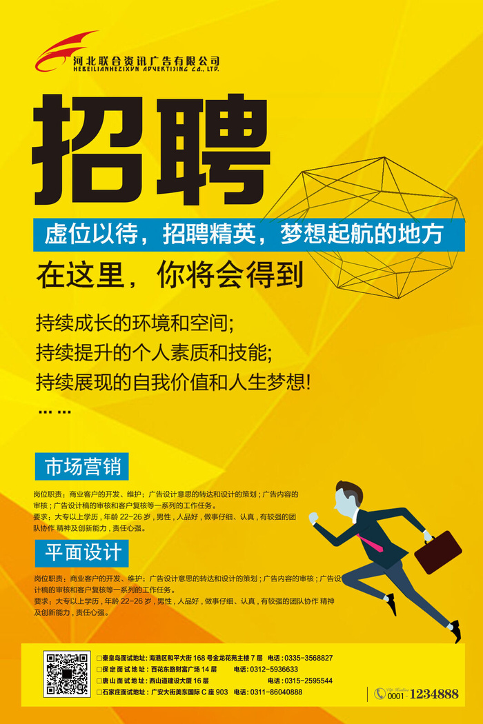 橘色背景招聘海报