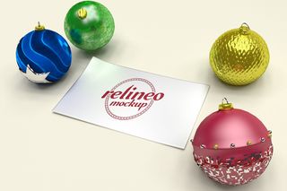 圣诞节圣诞球主题贺卡样机