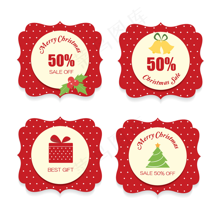 欧式圣诞促销打折标签