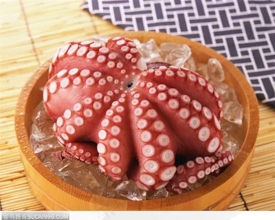 夏日美食-竹盆中的章鱼