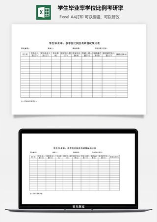 学生毕业率学位比例考研率excel模板