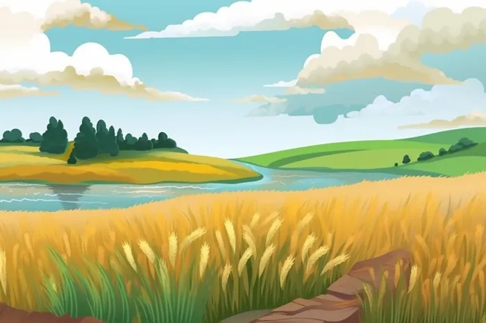 小麦山水背景(1344x896)