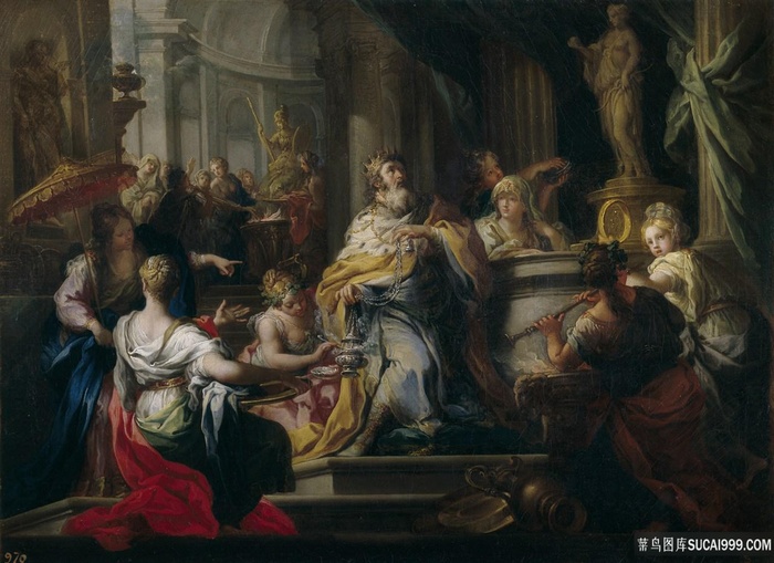 高清国王人群油画