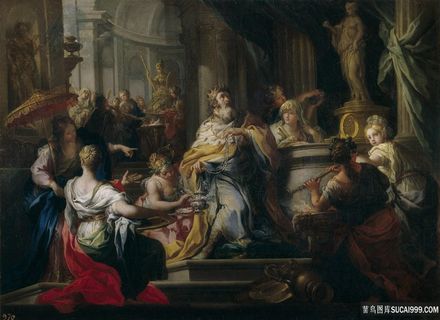 高清国王人群油画