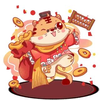 可爱2022年虎年吉祥物卡通形象新年海报元素AI矢量图PSD分层设计素材