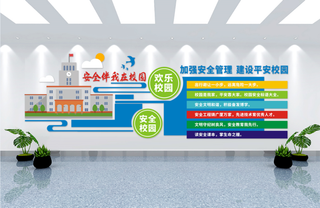 安全校园文化墙学校展板