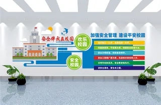 安全校园文化墙学校展板