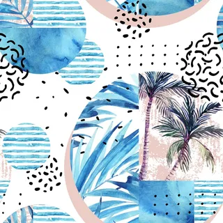 时尚创意夏季热带雨林叶子