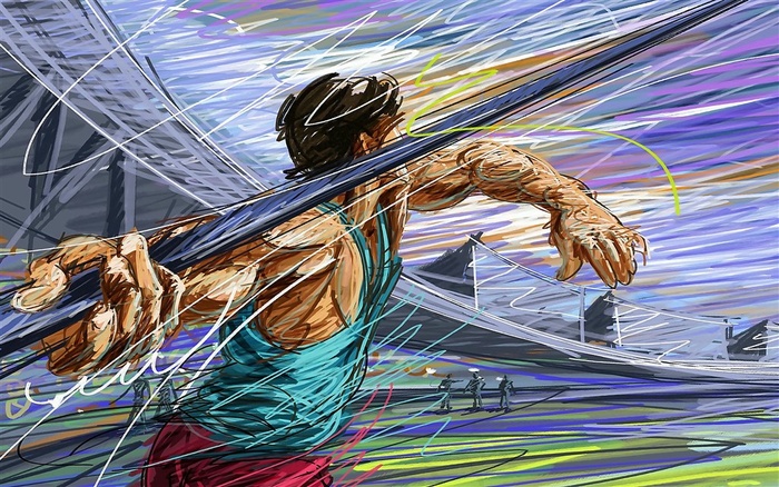 标枪项目蜡笔画
