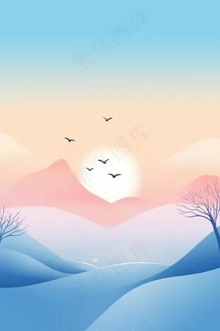 落日扁平山脉背景