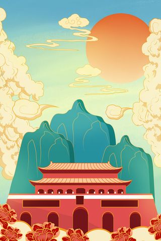 中式古典国潮来袭海报展板宣传背景图PSD设计PS模板素材