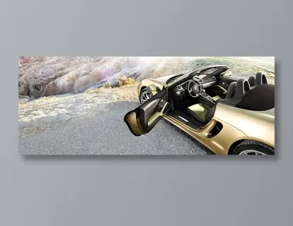 保时捷土豪金跑车局部摄影图