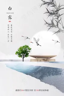 创意中国风白露传统节气海报