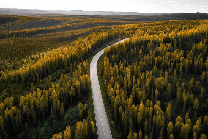 森林山脉里蜿蜒的公路摄影图