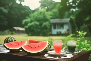 夏天西瓜饮料清新背景