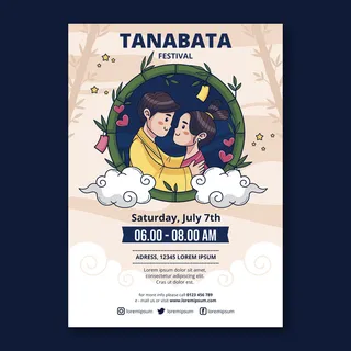 七夕情人节矢量海报