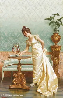 欧洲宫廷客厅妇人油画