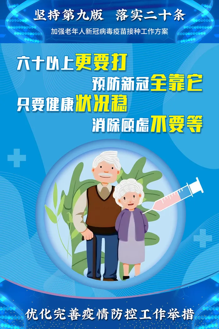 加强60岁以上老年人疫苗接种海报
