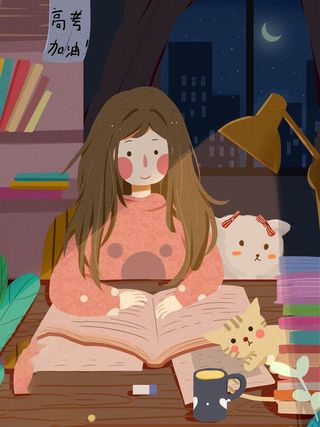 高考插画海报高考加油插画