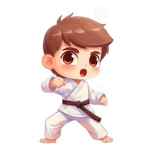 跆拳道男孩插画免抠