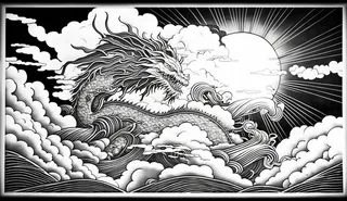 龙、生肖、节日、线条