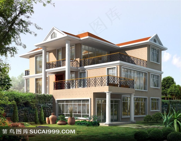 环境清雅的经典别墅效果图