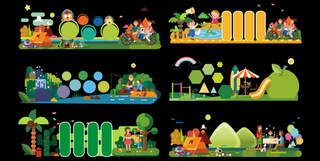 绿色黄色社区文化墙边框展馆展厅文化墙