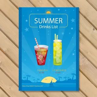 夏季夏日冷饮价格单矢量ai素材