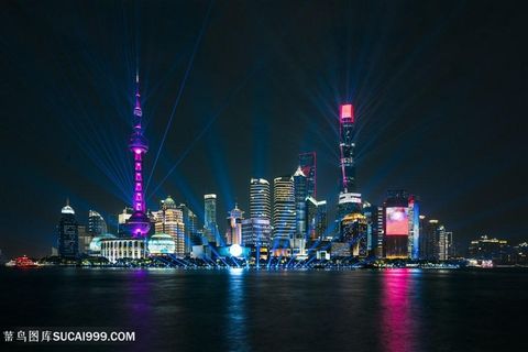 上海进博会外滩夜景