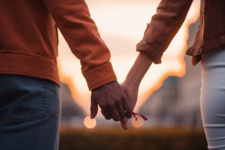 情侣手牵手的局部特写摄影图