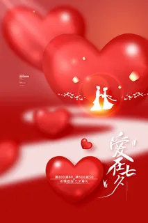 七夕情人节简洁营销海报