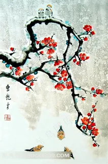 梅雀图工笔画 梅雀图工笔画