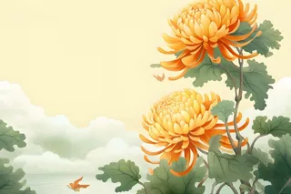 菊花国风山水插画