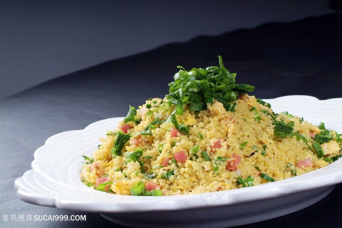 中华美食小吃韭菜炒小米实拍摄影图