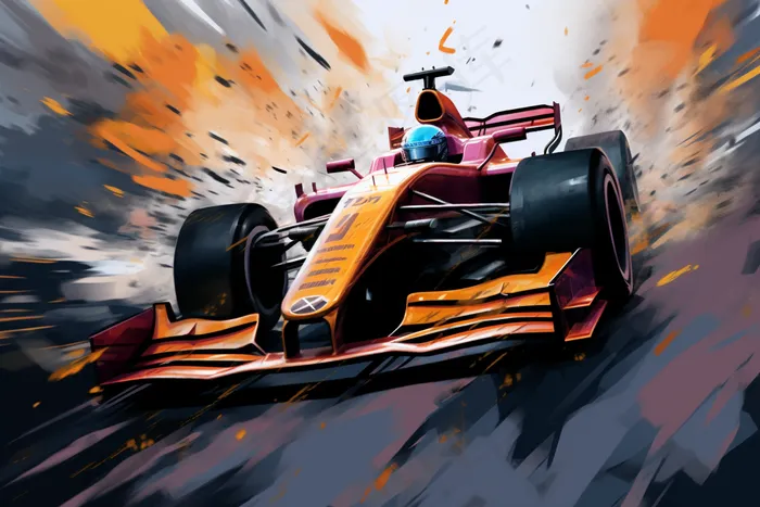 赛车飞驰卡通插画(4032x2688)