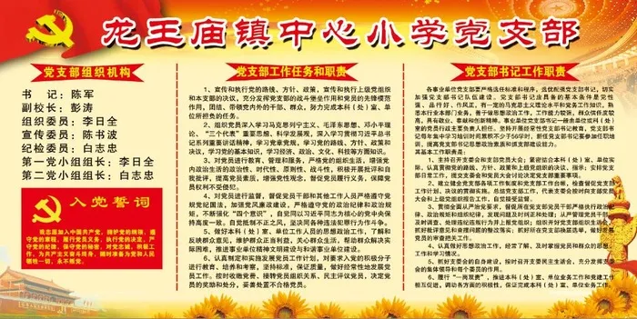 中心小学党支部 党建文化墙psd模版下载