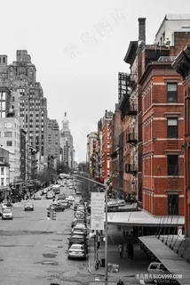 唯美道路高楼风景画插画 唯美道路高楼风景画插画