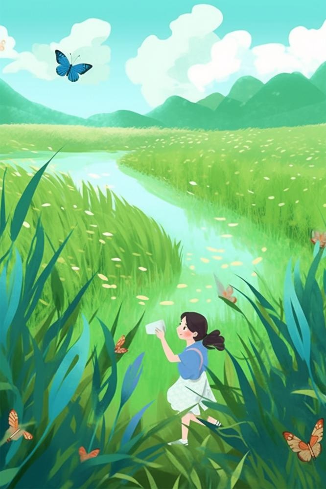 清新手绘植物背景