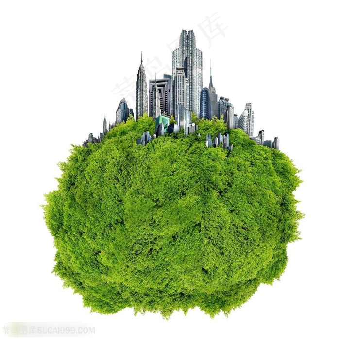 3D创意地球村城市景观图片