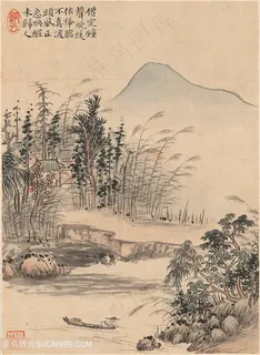 清代华喦山水作品钟声唤醒未归人国画图片 清代华喦山水作品钟声唤醒未归人国画图片