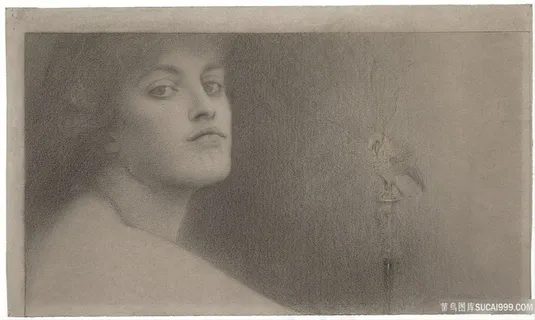 手绘素描人物艺术装饰画